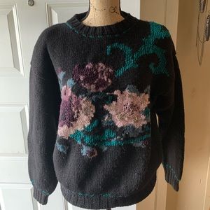 Vintage grey floral St Tropic Sweater M